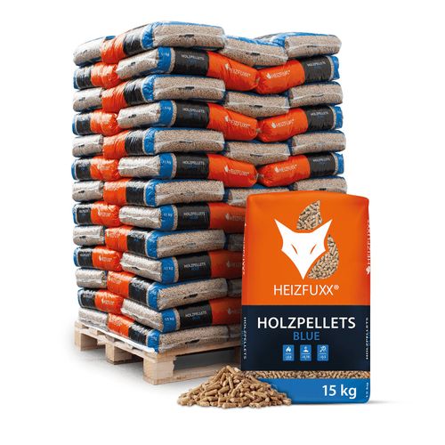 Heizfuxx Holzpellets Blue – Palette 975 kg (65 × 15 kg)